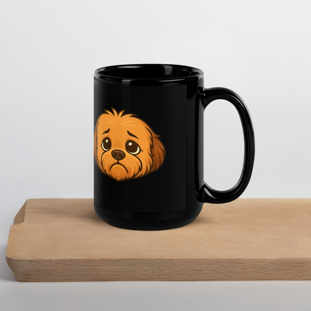 Sad Fluff Black Glossy Mug